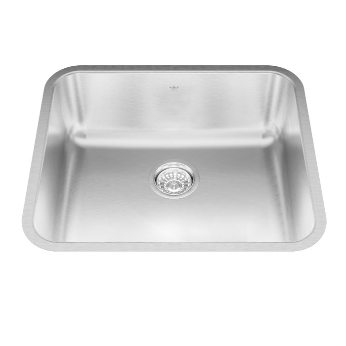 Kindred Steel Queen QSUA1922-8N Undermount Single Bowl 21.75 x 18.75 in Stainless Steel Kitchen Sink - Satin Finished Bowl with Silk Finished Rim