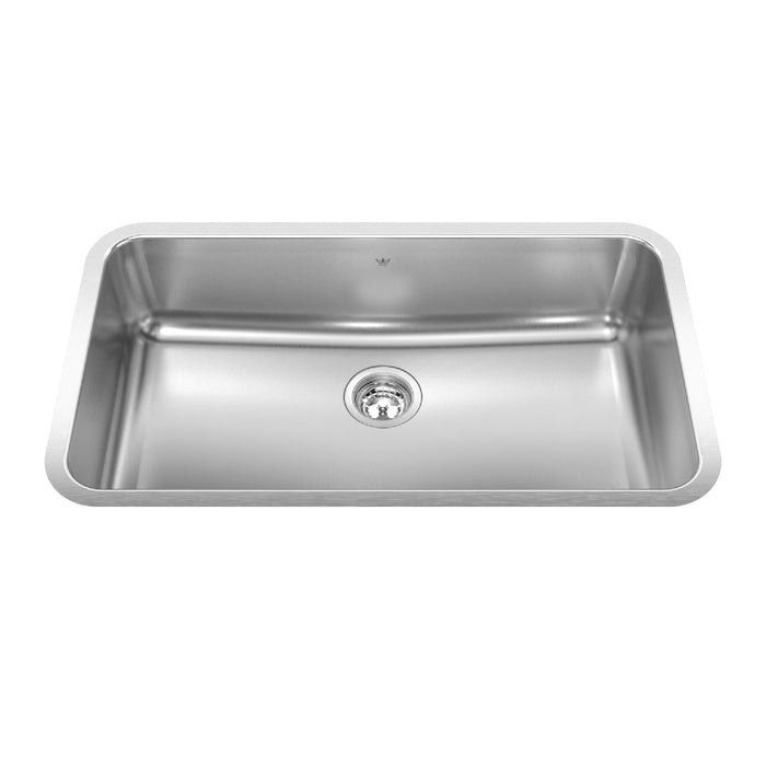 Kindred Steel Queen QSUA1933-8N Undermount Single Bowl 32.75 x 18.75 in Stainless Steel Kitchen Sink - Satin Finished Bowl with Silk Finished Rim