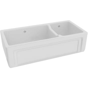 Shaws RC4019 40" Lancaster Double Bowl Farmhouse Apron Front Fireclay Kitchen Sink