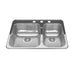 Kindred Reginox Drop-In Double Bowl 27.25 x 20.56 in Stainless Steel Kitchen Sink - 3-Hole