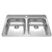 Kindred Reginox Drop-In Double Bowl 30.25 x 22 in Stainless Steel Kitchen Sink - 1-Hole