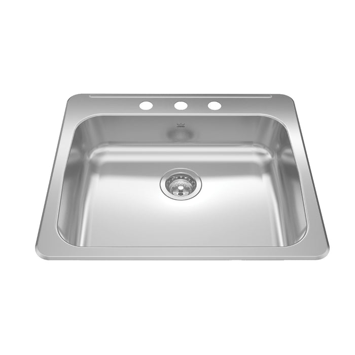 Kindred Reginox Drop-In Single Bowl 25.63 x 22 in Stainless Steel Kitchen Sink - 3-Hole