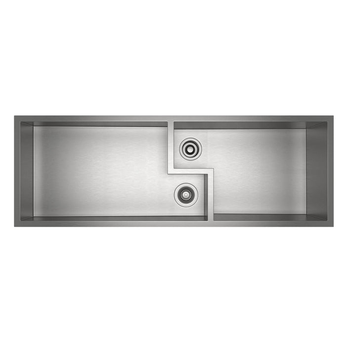 ROHL RUW4916SB Culinario 50" Double Bowl Stainless Steel Chef/Work Station Sink in Brushed Stainless Steel