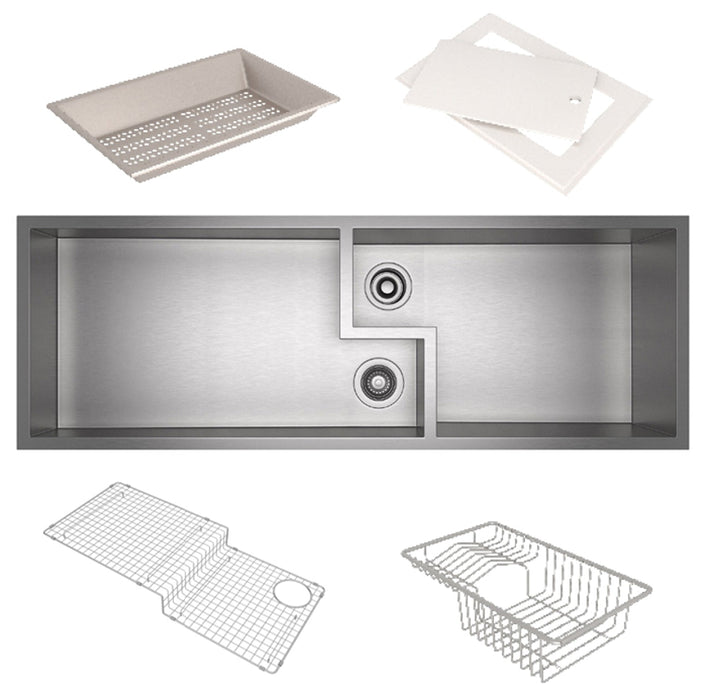 ROHL RUWKIT49162 Culinario 50" Stainless Steel Chef/Workstation Sink in Brushed Stainless Steel with Accessories and Wire Sink Grids