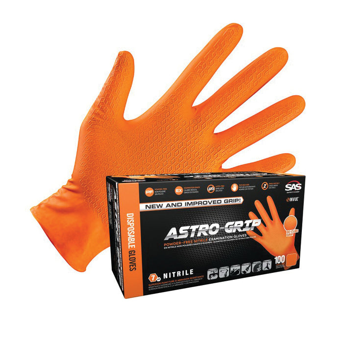 SAS Safety 66475 Astro-Grip | 3D Cube Grip Powder Free Nitrile Gloves - XXL