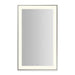 Sculpt 25-1/4” x 41-1/4” x 2-1/4" lighted mirror with slim museum frame in polished nickel, perimeter light pattern in 2700K color temperature (warm white), dimmable and defogger, tested and certified to California Title 24 standards and meets JA8 2016 requirements