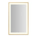 Sculpt 25-1/4” x 41-1/4” x 2-1/4" lighted mirror with slim museum frame in matte gold, perimeter light pattern in 2700K color temperature (warm white), dimmable and defogger, tested and certified to California Title 24 standards and meets JA8 2016 requirements