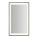 Sculpt 25-1/4” x 41-1/4” x 2-1/4" lighted mirror with slim museum frame in matte black, perimeter light pattern in 2700K color temperature (warm white), dimmable and defogger, tested and certified to California Title 24 standards and meets JA8 2016 requirements
