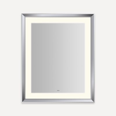 Robern Sculpt Lighted Mirror, 27” x 33” x 2-5/16”, Chamfer Museum Frame, Perimeter Light Pattern, Warm White (3000K), Dimmable, Defogger