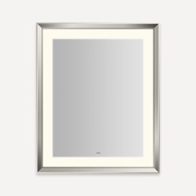 Robern Sculpt Lighted Mirror, 27” x 33” x 2-5/16”, Chamfer Museum Frame, Perimeter Light Pattern, Warm White (3000K), Dimmable, Defogger