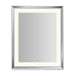 Sculpt 27” x 33” x 2-5/16” lighted mirror with chamfer museum frame in chrome, perimeter light pattern in 2700K color temperature (warm white), dimmable and defogger, tested and certified to California Title 24 standards and meets JA8 2016 requirements