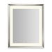 Sculpt 27” x 33” x 2-5/16” lighted mirror with chamfer museum frame in polished nickel, perimeter light pattern in 2700K color temperature (warm white), dimmable and defogger, tested and certified to California Title 24 standards and meets JA8 2016 requirements