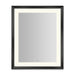 Sculpt 27” x 33” x 2-5/16” lighted mirror with chamfer museum frame in matte black, perimeter light pattern in 2700K color temperature (warm white), dimmable and defogger, tested and certified to California Title 24 standards and meets JA8 2016 requirements