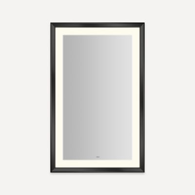 Robern Sculpt Lighted Mirror, 27” x 43” x 2-5/16”, Chamfer Museum Frame, Perimeter Light Pattern, Warm White (3000K), Dimmable, Defogger