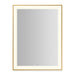 Sculpt 31-1/4” x 41-1/4” x 2-1/4" lighted mirror with slim museum frame in matte gold, perimeter light pattern in 2700K color temperature (warm white), dimmable and defogger, tested and certified to California Title 24 standards and meets JA8 2016 requirements