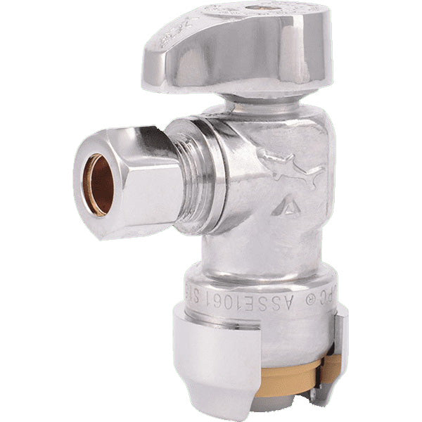 SharkBite 23036-0000LF Angle Stop Valve, 1/2 x 3/8 in Nominal, Compression Connection, 4 gpm, 200 psi Pressure