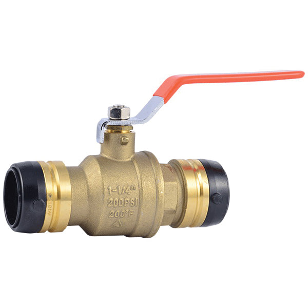 SharkBite UXLBV35 Ball Valve, 1-1/4 in, Push-Fit, Brass, 200 psi