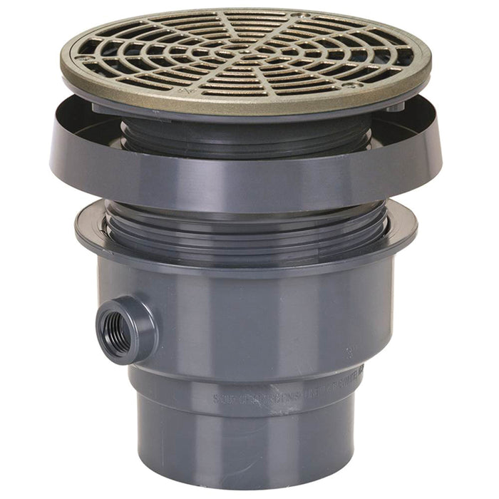 Sioux Chief 832-2PNR FinishLine Adjustable On-Grade Floor Drain, 2 in Nominal, Hub Connection, Nickel Bronze/PVC