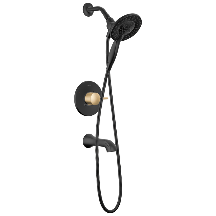 Delta Albion T144855 Monitor 14 Series Tub and Shower Trim Only with In2ition Hand Shower - Matte Black / Champagne Bronze