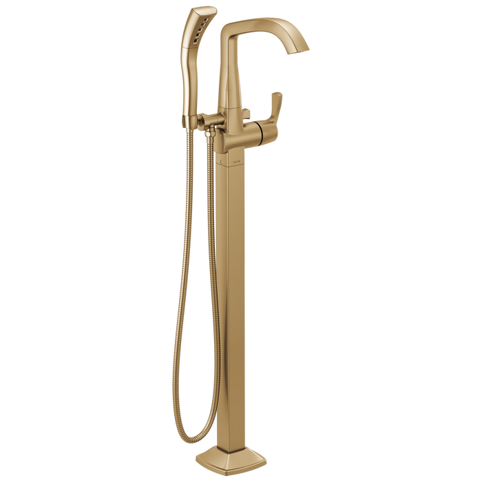 Delta Stryke T4776 Floor Mount Tub Filler Trim - Lumicoat Champagne Bronze