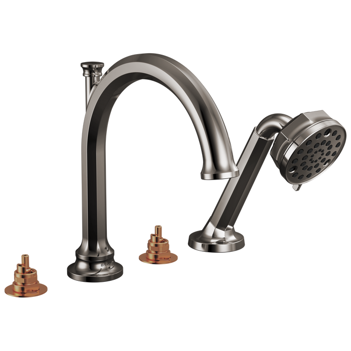 Brizo Beauclere T67465 Roman Tub Faucet With Handshower - Less Handles - Brilliance Black Onyx