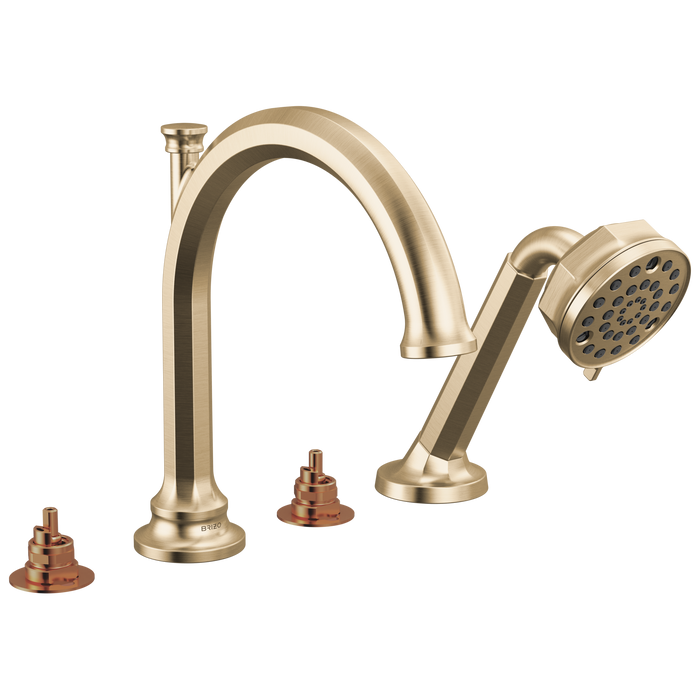 Brizo Beauclere T67465 Roman Tub Faucet With Handshower - Less Handles - Luxe Gold
