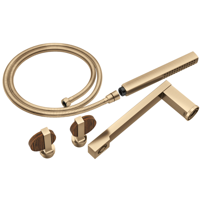 Brizo Frank Lloyd Wright T703100 Two-Handle Tub Filler Trim Kit with Lunar Handles - Luxe Gold / Wood