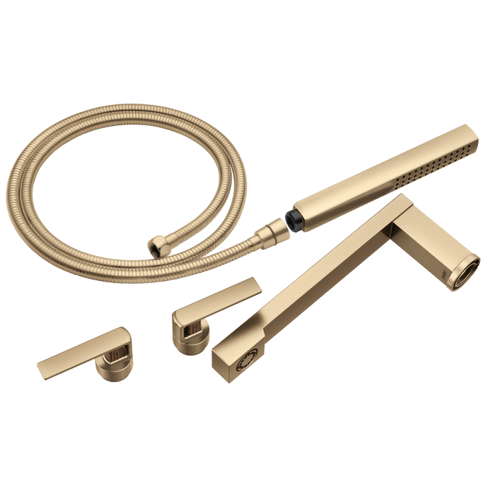 Brizo Frank Lloyd Wright T70399 Two-Handle Tub Filler Trim Kit with Gap Lever Handles - Luxe Gold / Wood