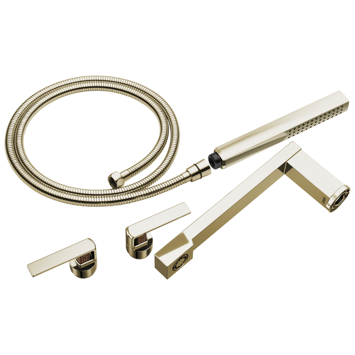 Brizo Frank Lloyd Wright T70399 Two-Handle Tub Filler Trim Kit with Gap Lever Handles - Polished Nickel / Wood