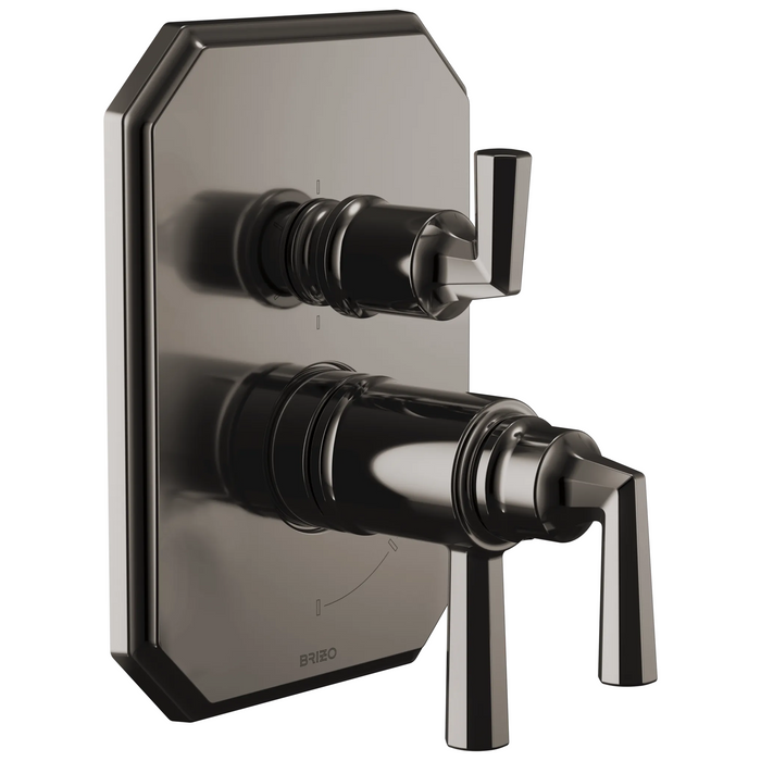 Brizo Beauclere T75665 TempAssure Thermostatic Valve with Integrated 6-Function Diverter Trim - Brilliance Black Onyx