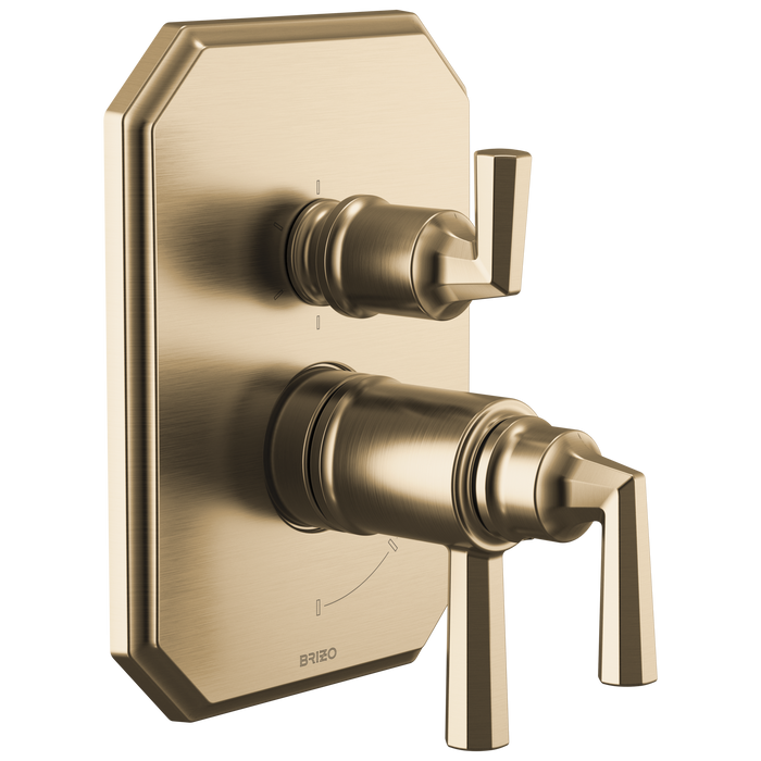 Brizo Beauclere T75665 TempAssure Thermostatic Valve with Integrated 6-Function Diverter Trim - Luxe Gold