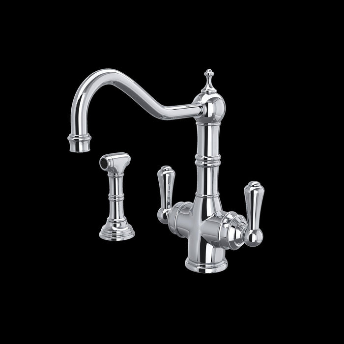 Perrin & Rowe U.1570 Edwardian Two Handle Filter Kitchen Faucet with Side Spray