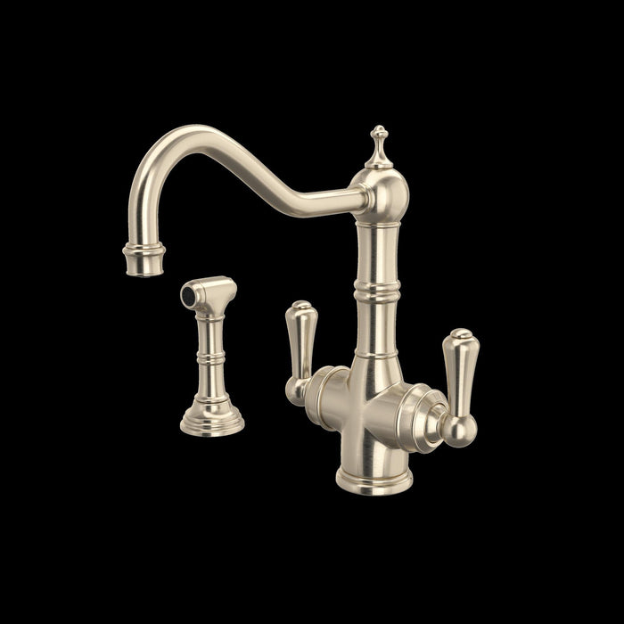 Perrin & Rowe U.1570 Edwardian Two Handle Filter Kitchen Faucet with Side Spray
