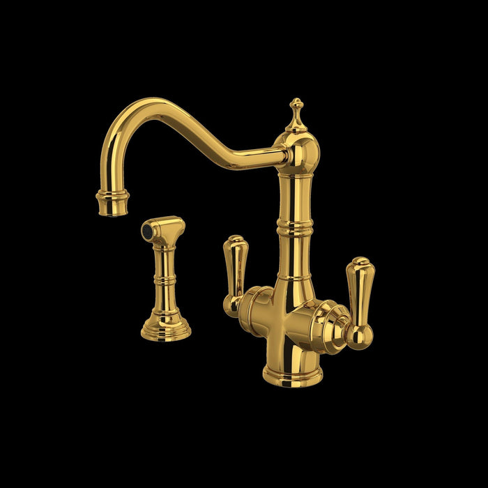 Perrin & Rowe U.1570 Edwardian Two Handle Filter Kitchen Faucet with Side Spray
