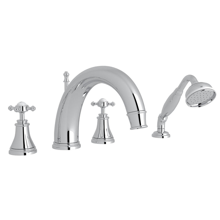 Perrin & Rowe U.3649 Georgian Era 4-Hole Deck Mount Tub Filler with C-Spout
