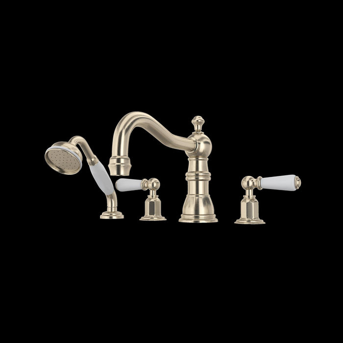Perrin & Rowe U.3745 Edwardian 4-Hole Deck Mount Tub Filler with Column Spout
