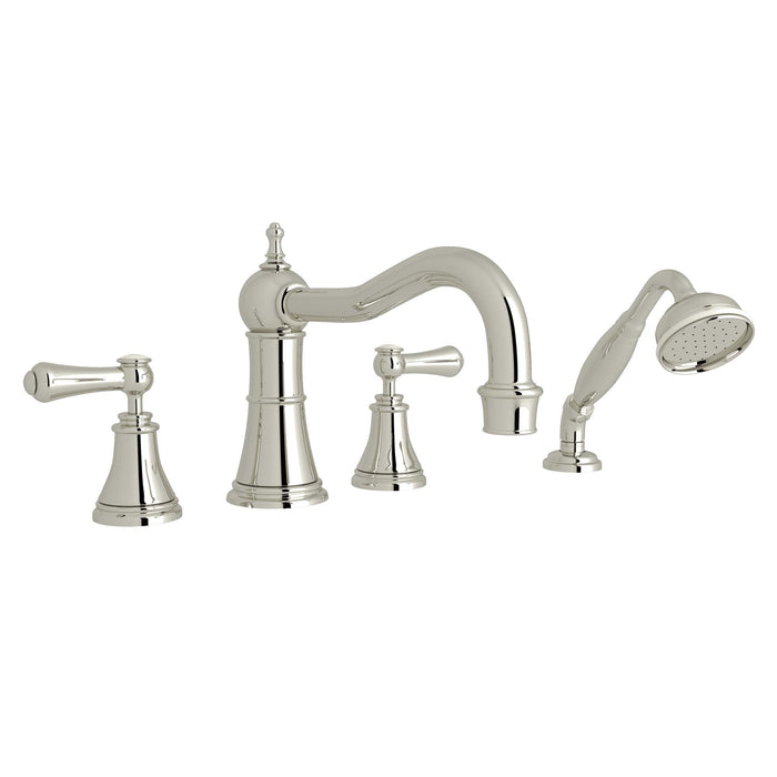 Perrin & Rowe U.3747 Georgian Era 4-Hole Deck Mount Tub Filler with Column Spout