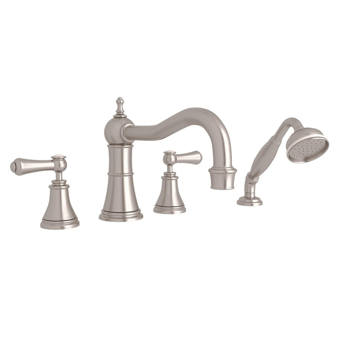 Perrin & Rowe U.3747 Georgian Era 4-Hole Deck Mount Tub Filler with Column Spout