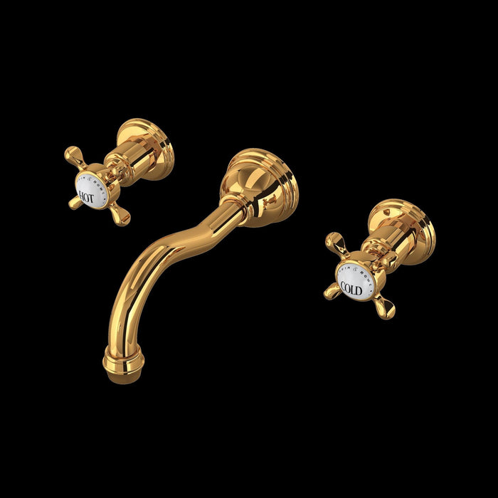 Perrin & Rowe U.3791 Edwardian Wall Mount Lavatory Faucet With Column Spout