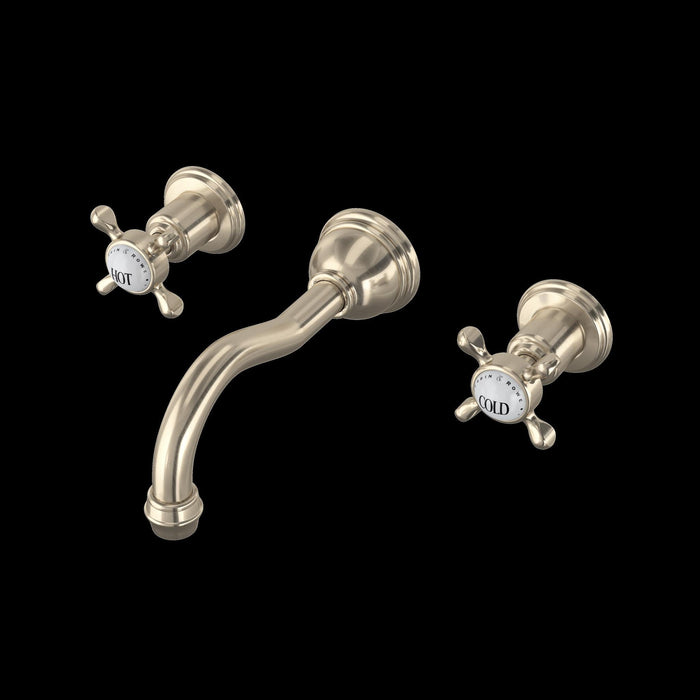 Perrin & Rowe U.3791 Edwardian Wall Mount Lavatory Faucet With Column Spout