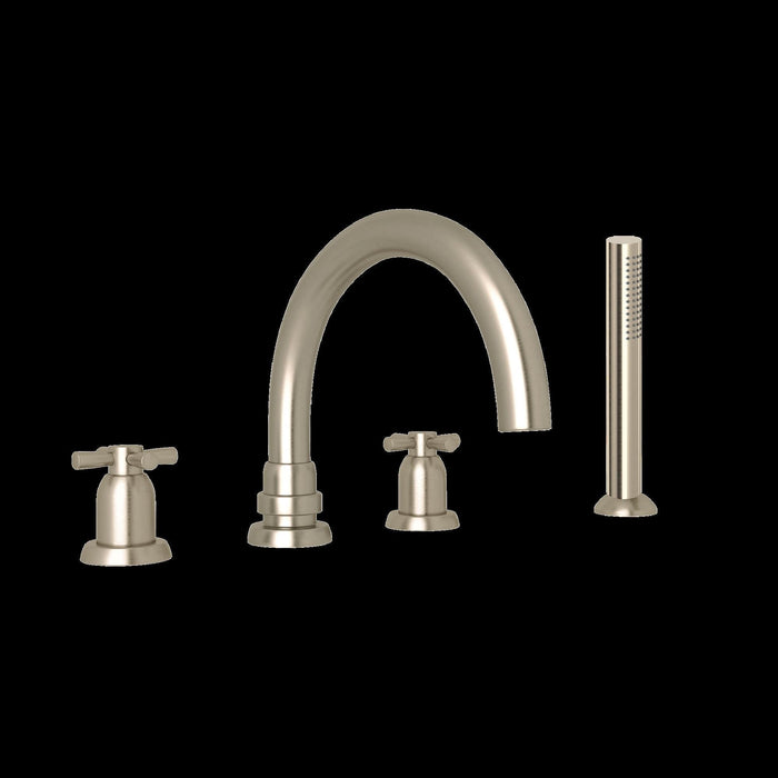 Perrin & Rowe U.3976 Holborn 4-Hole Deck Mount Tub Filler with C-Spout