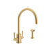 Perrin & Rowe U.4312 Holborn Two Handle Kitchen Faucet With C-Spout and Side Spray