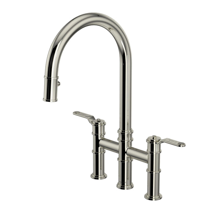 Perrin & Rowe U.4549 Armstrong Pull-Down Bridge Kitchen Faucet with C-Spout