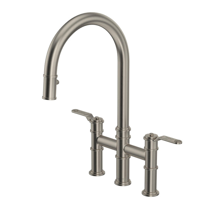 Perrin & Rowe U.4549 Armstrong Pull-Down Bridge Kitchen Faucet with C-Spout