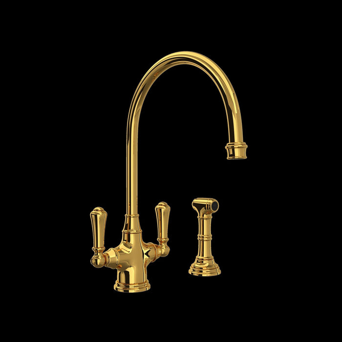 Perrin & Rowe U.4710 Georgian Era Two Handle Kitchen Faucet With Side Spray