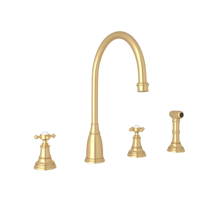 Perrin & Rowe U.4735 Georgian Era Two Handle Kitchen Faucet With Side Spray