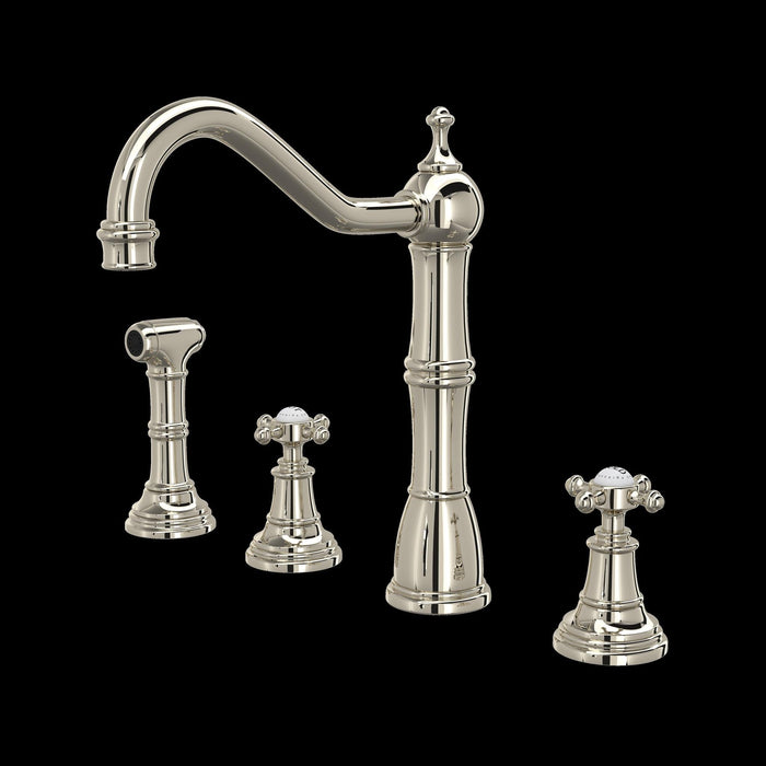 Perrin & Rowe U.4775 Edwardian Two Handle Kitchen Faucet With Side Spray