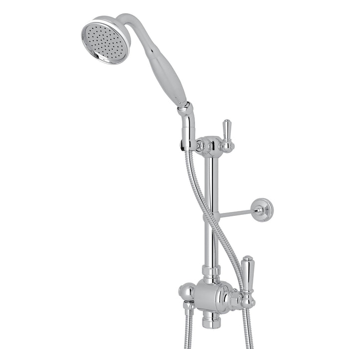 Perrin & Rowe U.5373N Riser Diverter, Handshower, Handshower Holder, Hose and 8" Thermostatic Outlet
