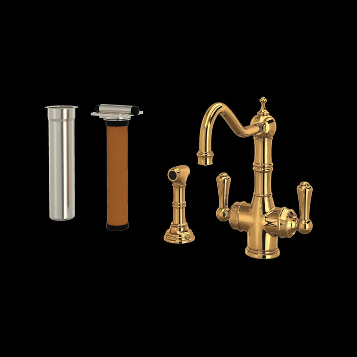 Perrin & Rowe U.KIT1570 Edwardian Two Handle Filter Kitchen Faucet Kit With Side Spray