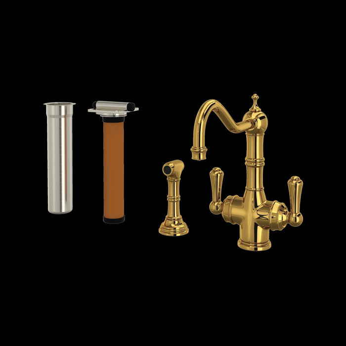 Perrin & Rowe U.KIT1570 Edwardian Two Handle Filter Kitchen Faucet Kit With Side Spray